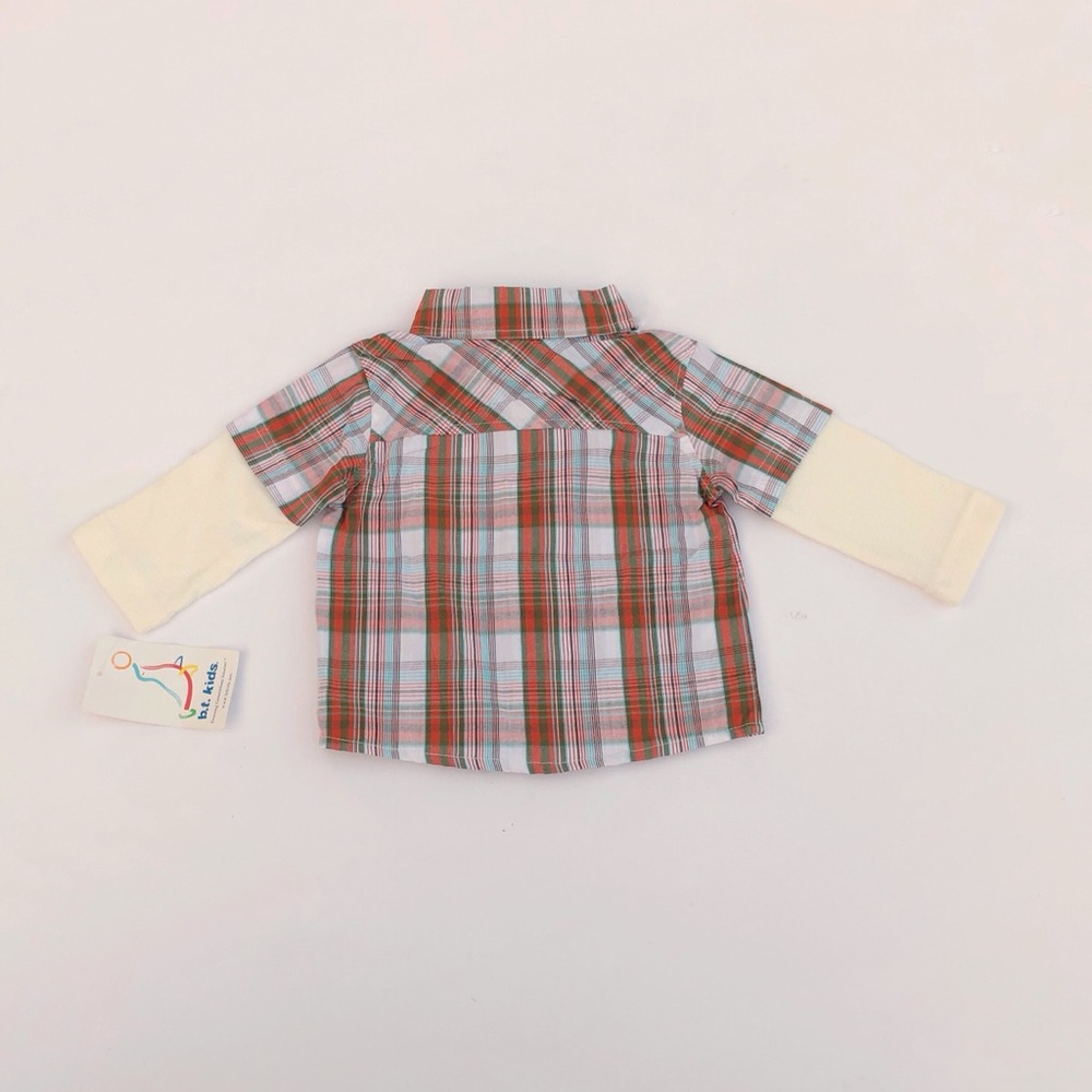 NWT BT Kids Plaid Button Up Long Sleeve Shirt 3/6M - Picture 3 of 6